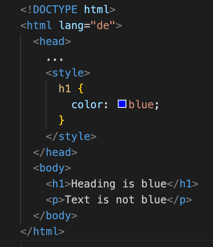 Interne Einbindung von CSS